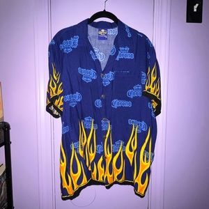 🔥VINTAGE🔥 90s corona beer button down shirt